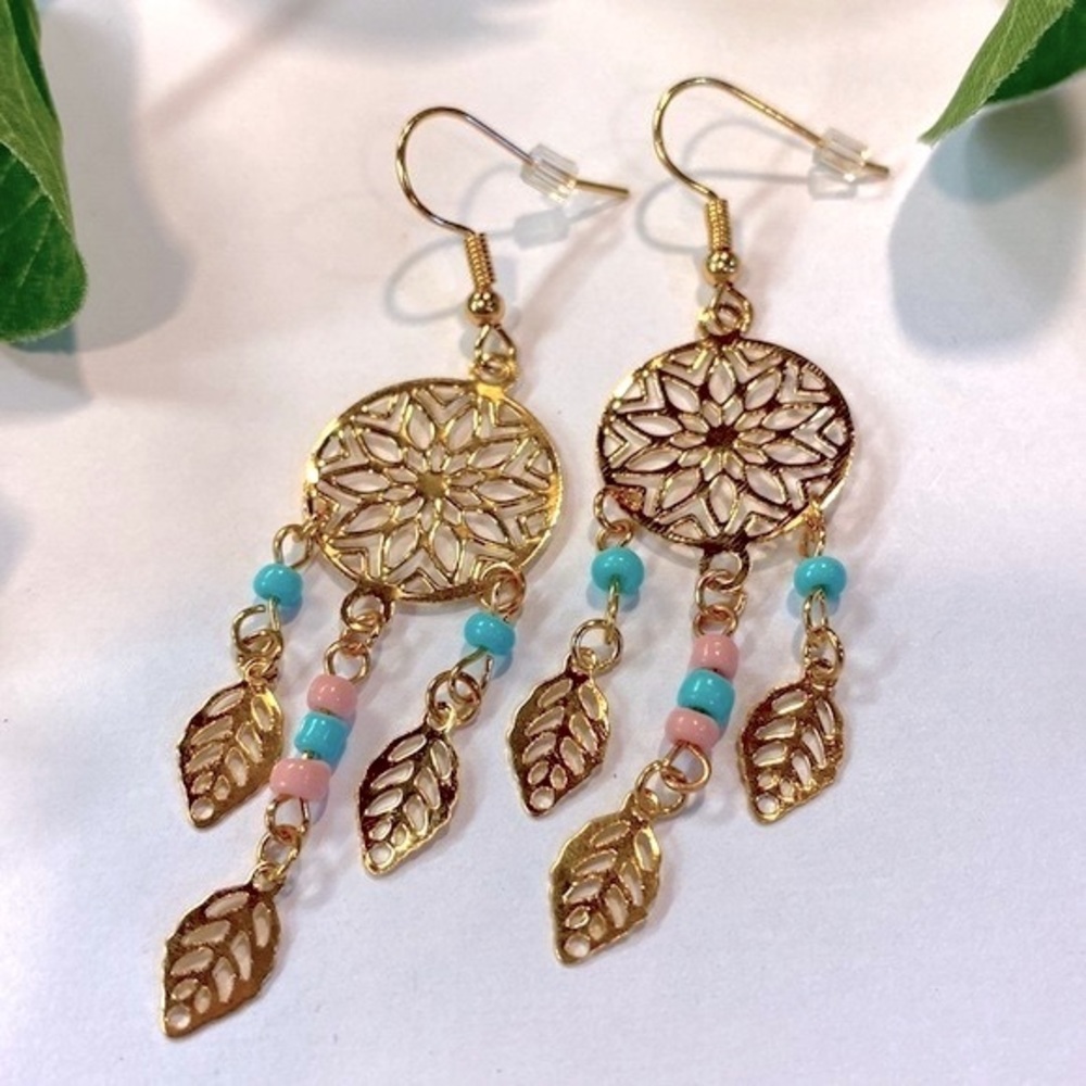 Vintage  boho leaf dangle earrings